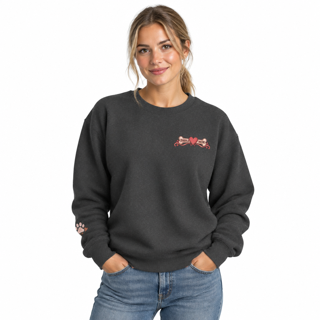 Rosé All Day Doodle Mom Sweatshirt, Vintage Dog Lover Crewneck, Pink Doodle Graphic, Gift for Wine & Doodle Lovers