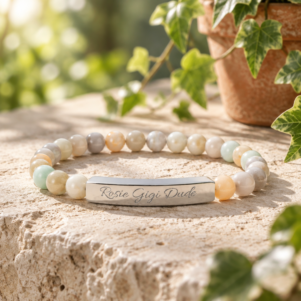 Personalized Natural Stone Bracelet  - Choose Your Stone  - Choose Your Dogs Name