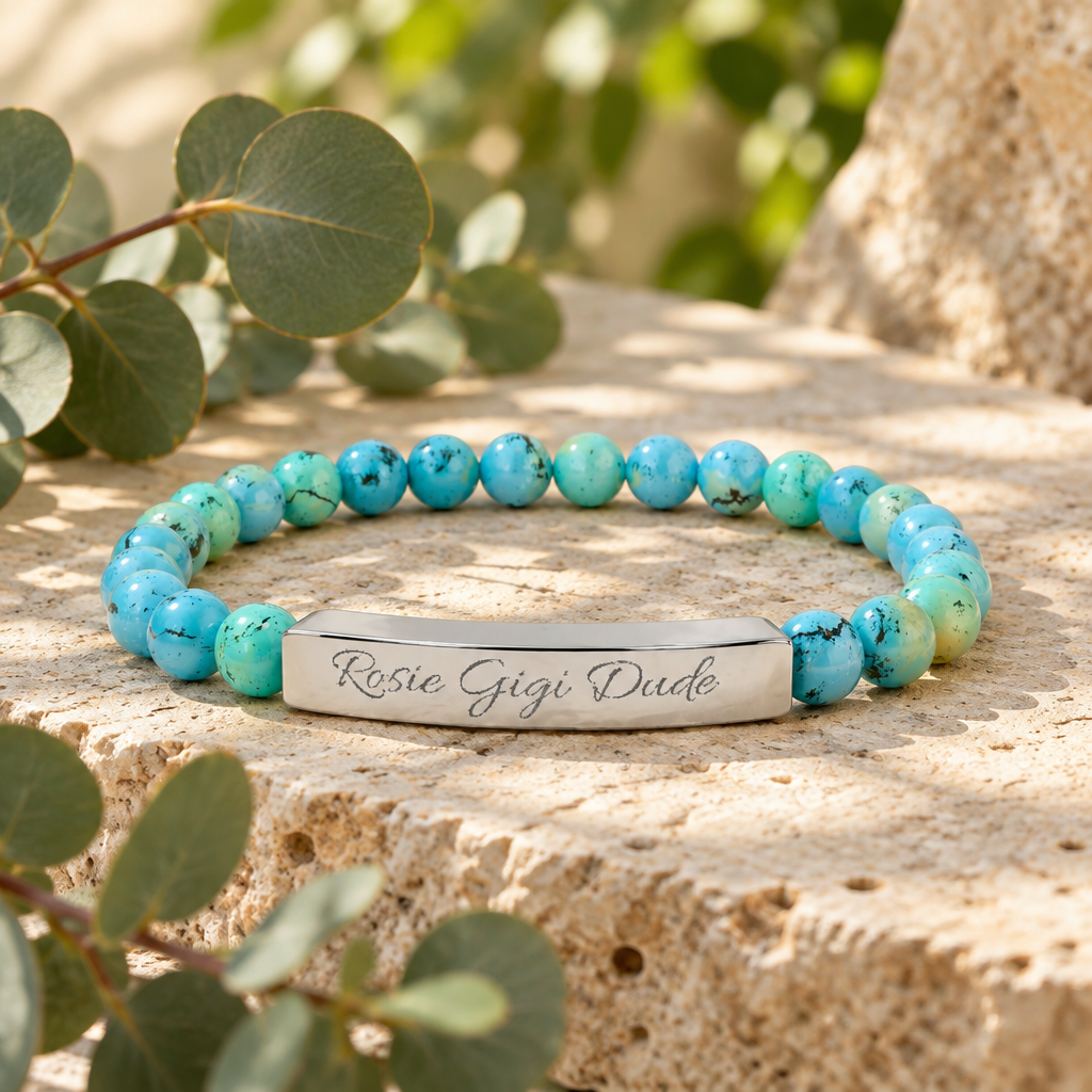 Personalized Natural Stone Bracelet  - Choose Your Stone  - Choose Your Dogs Name