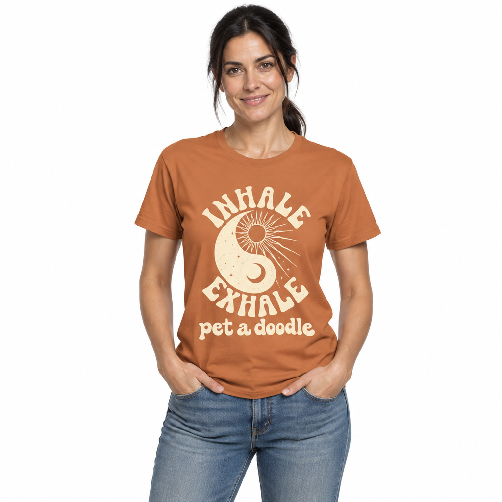 Inhale Exhale Pet a Doodle Shirt - Funny Doodle Dog Mom T-Shirt - Goldendoodle Labradoodle Bernedoodle Gift -Dog Lover Tee