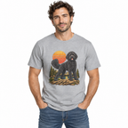 Black Labradoodle Shirt, Labradoodle Sunset Graphic Tee, Adventure Dog T-Shirt, Hiking Dog Lover Gift