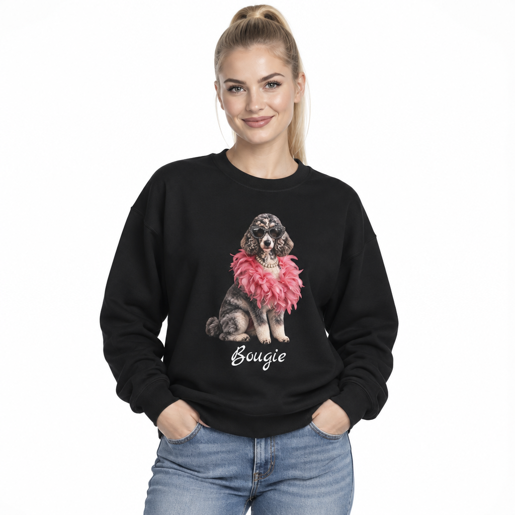 Bougie Doodle Sweatshirt - Funny Goldendoodle Crewneck - Glam Dog with Sunglasses - Sassy Doodle Mom Gift - Fashionista Dog Lover Pullover