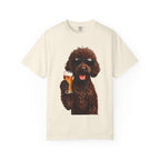 RED DOODLE — Sunglasses on. Beer in paw. Good times ahead.