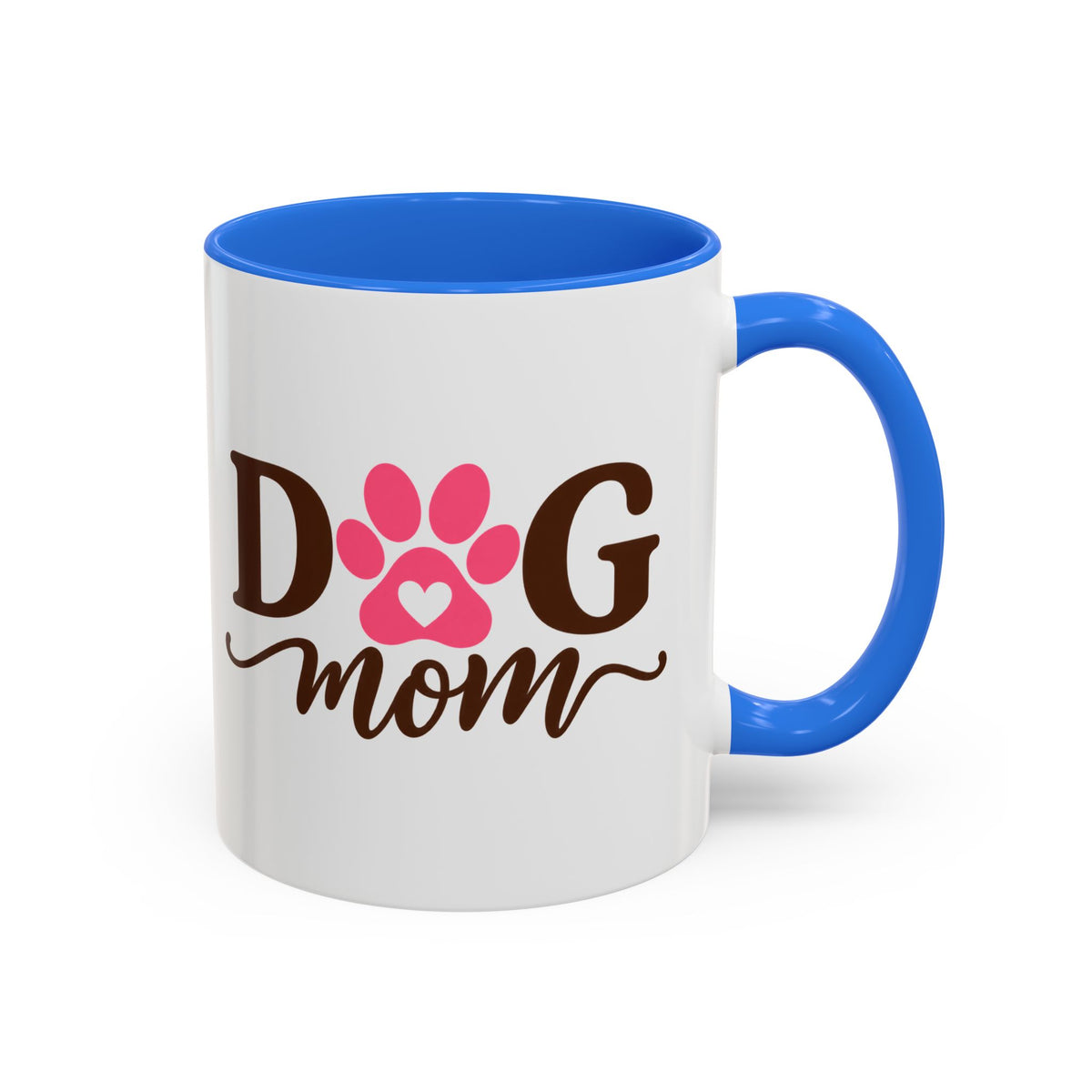 Dog Mom Mug with Pink Paw - because every paw print leaves a little love behind. Select 11 oz or 15 oz