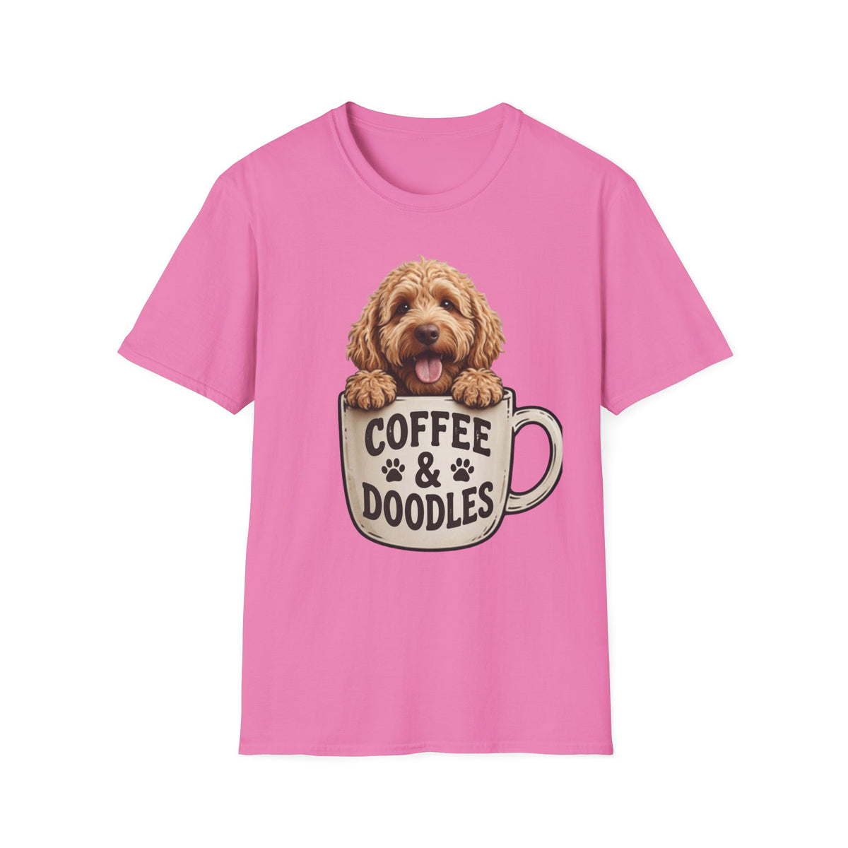 Coffee & Doodles T-Shirt – Cute Doodle Dog Mom Tee – Goldendoodle Lover Graphic Shirt