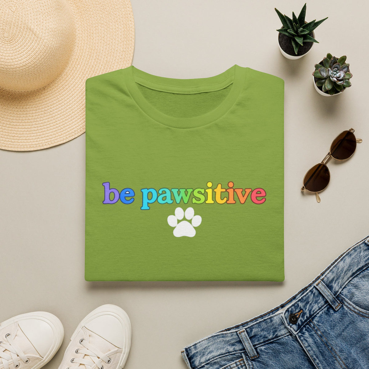 Be Pawsitive Womens TShirt - Spread Pawsitivity.