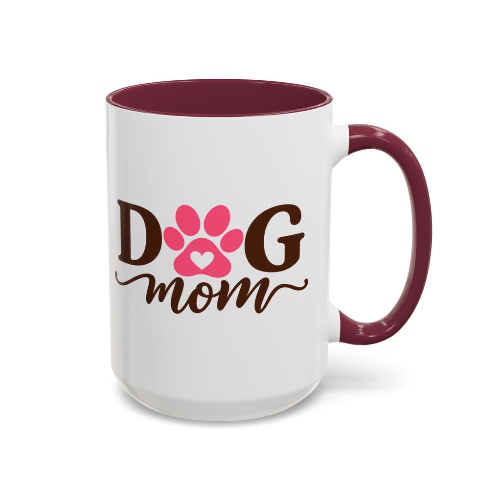 Dog Mom Mug with Pink Paw - because every paw print leaves a little love behind. Select 11 oz or 15 oz