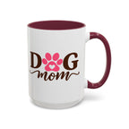 Dog Mom Mug with Pink Paw - because every paw print leaves a little love behind. Select 11 oz or 15 oz