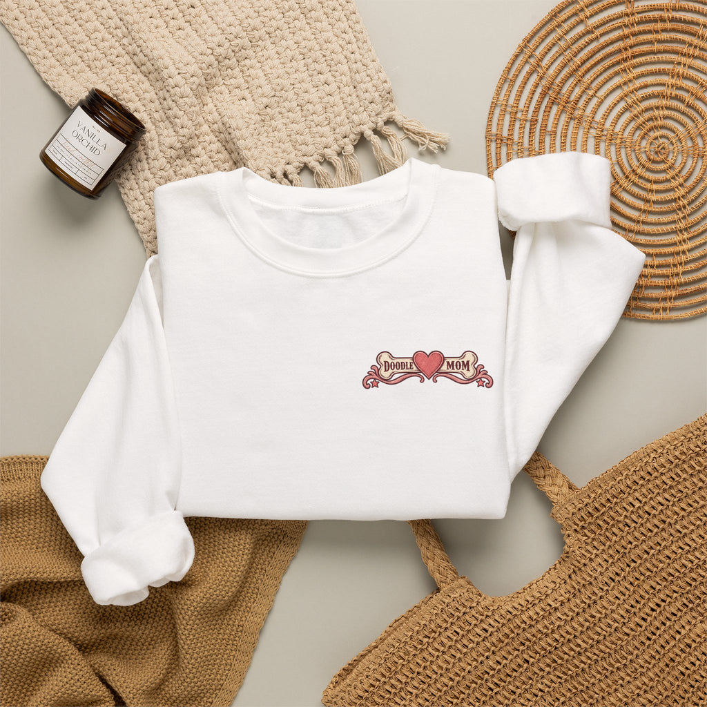 Rosé All Day Doodle Mom Sweatshirt, Vintage Dog Lover Crewneck, Pink Doodle Graphic, Gift for Wine & Doodle Lovers