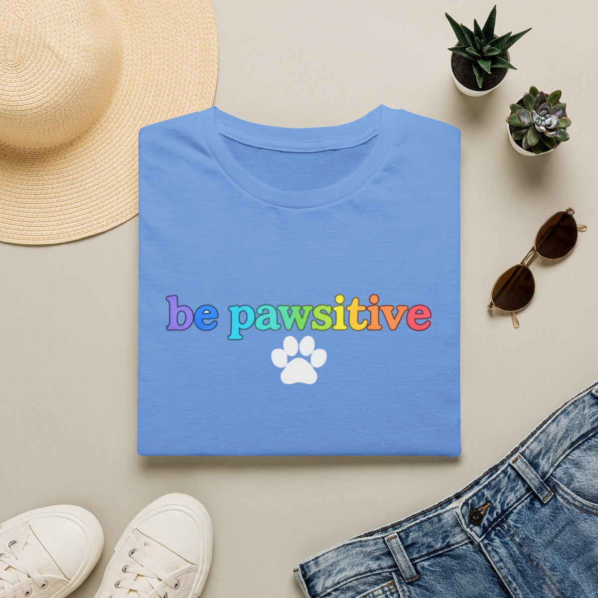 Be Pawsitive Womens TShirt - Spread Pawsitivity.