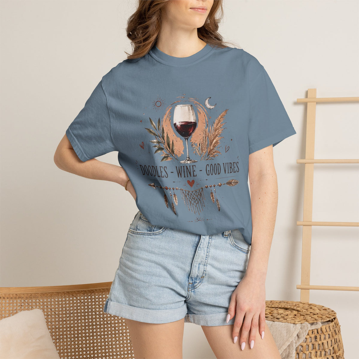 Doodles Wine Good Vibes T-Shirt for Doodle & Wine Lovers