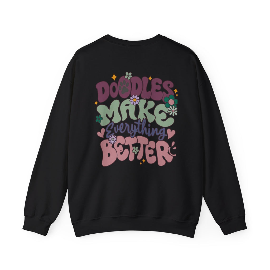 Doodle Mom - Doodles Make Everything Better Purple Heart Sweatshirt - Life’s better with paws, love, and a little retro groove.