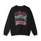 Doodle Mom - Doodles Make Everything Better Purple Heart Sweatshirt - Life’s better with paws, love, and a little retro groove.