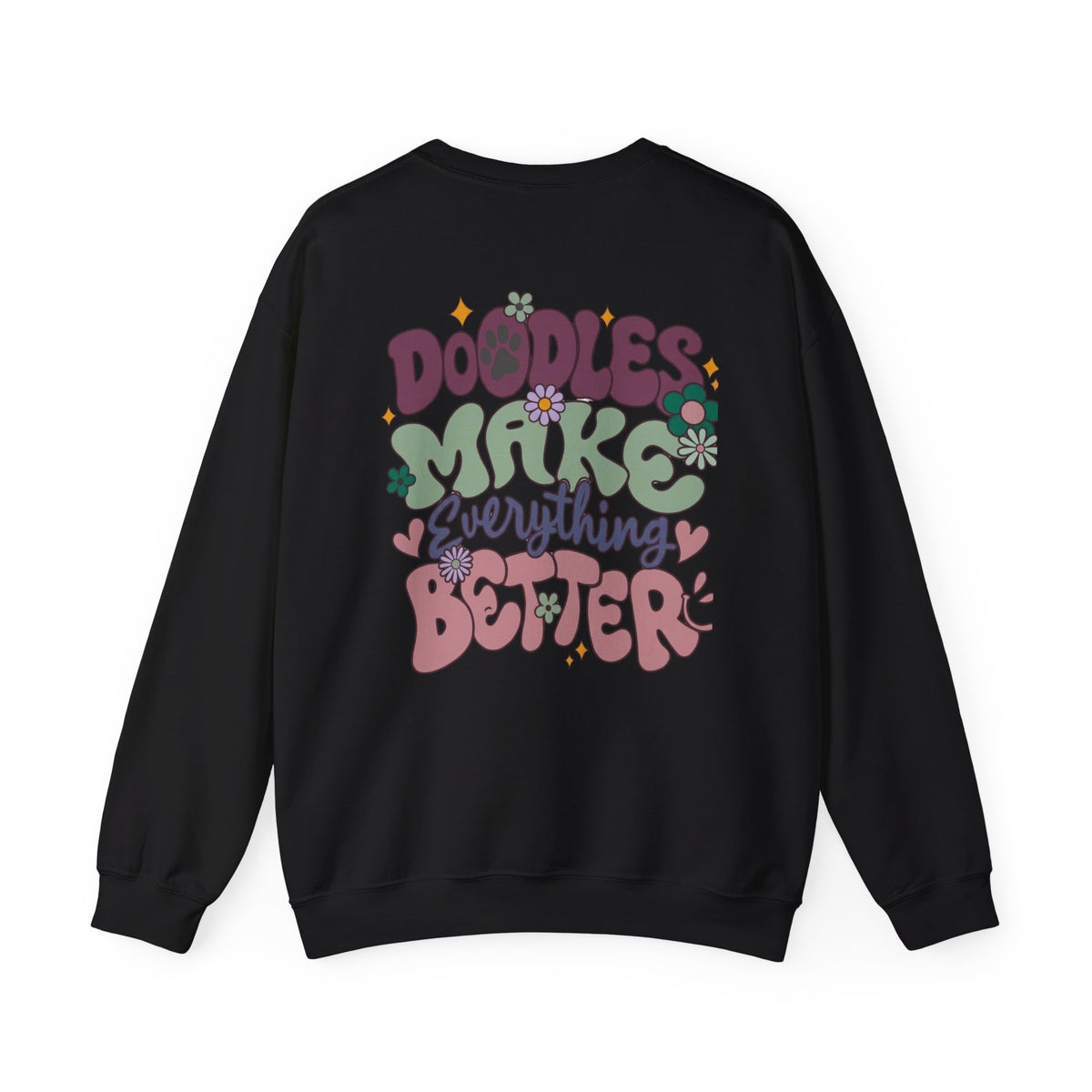 Doodle Mom - Doodles Make Everything Better Purple Heart Sweatshirt - Life’s better with paws, love, and a little retro groove.