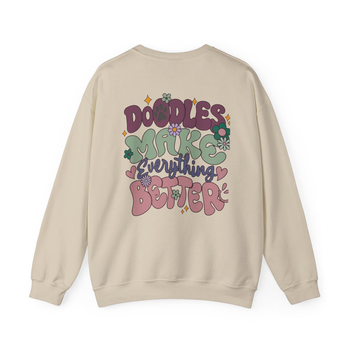 Doodle Mom - Doodles Make Everything Better Purple Heart Sweatshirt - Life’s better with paws, love, and a little retro groove.