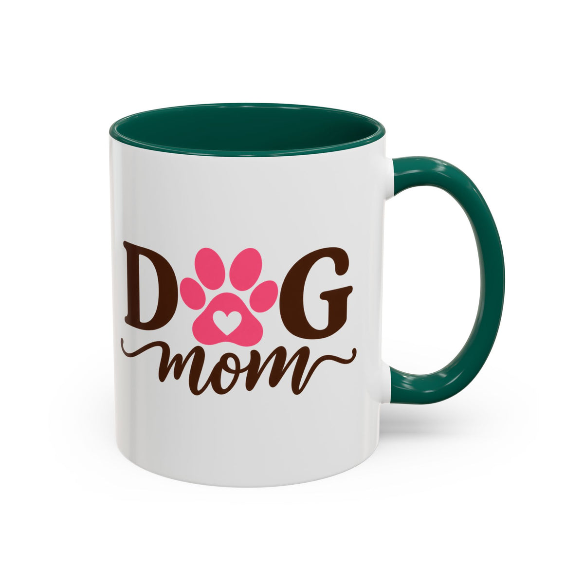 Dog Mom Mug with Pink Paw - because every paw print leaves a little love behind. Select 11 oz or 15 oz