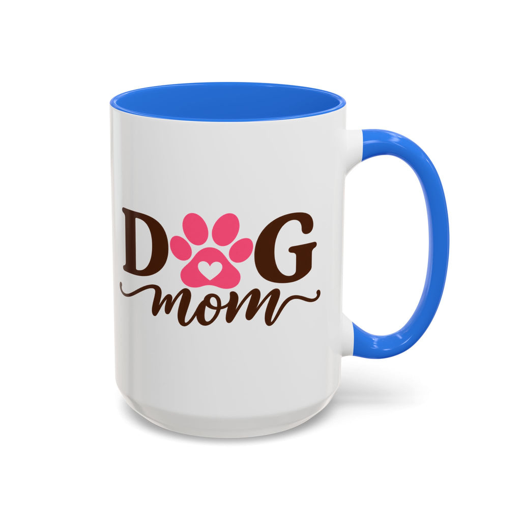Dog Mom Mug with Pink Paw - because every paw print leaves a little love behind. Select 11 oz or 15 oz