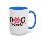 Dog Mom Mug with Pink Paw - because every paw print leaves a little love behind. Select 11 oz or 15 oz