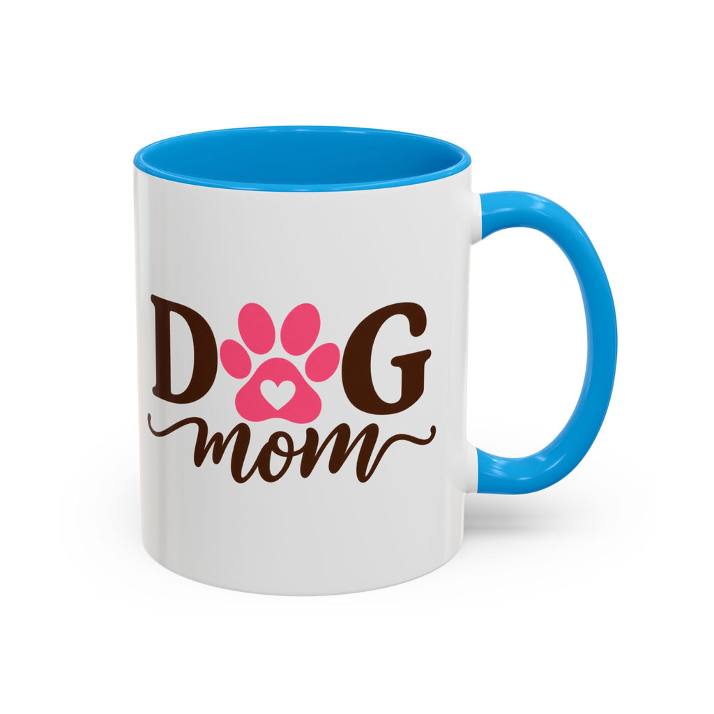 Dog Mom Mug with Pink Paw - because every paw print leaves a little love behind. Select 11 oz or 15 oz