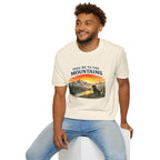 Take Me to the Mountains T‑Shirt — Sunset Mountain Landscape with Dog