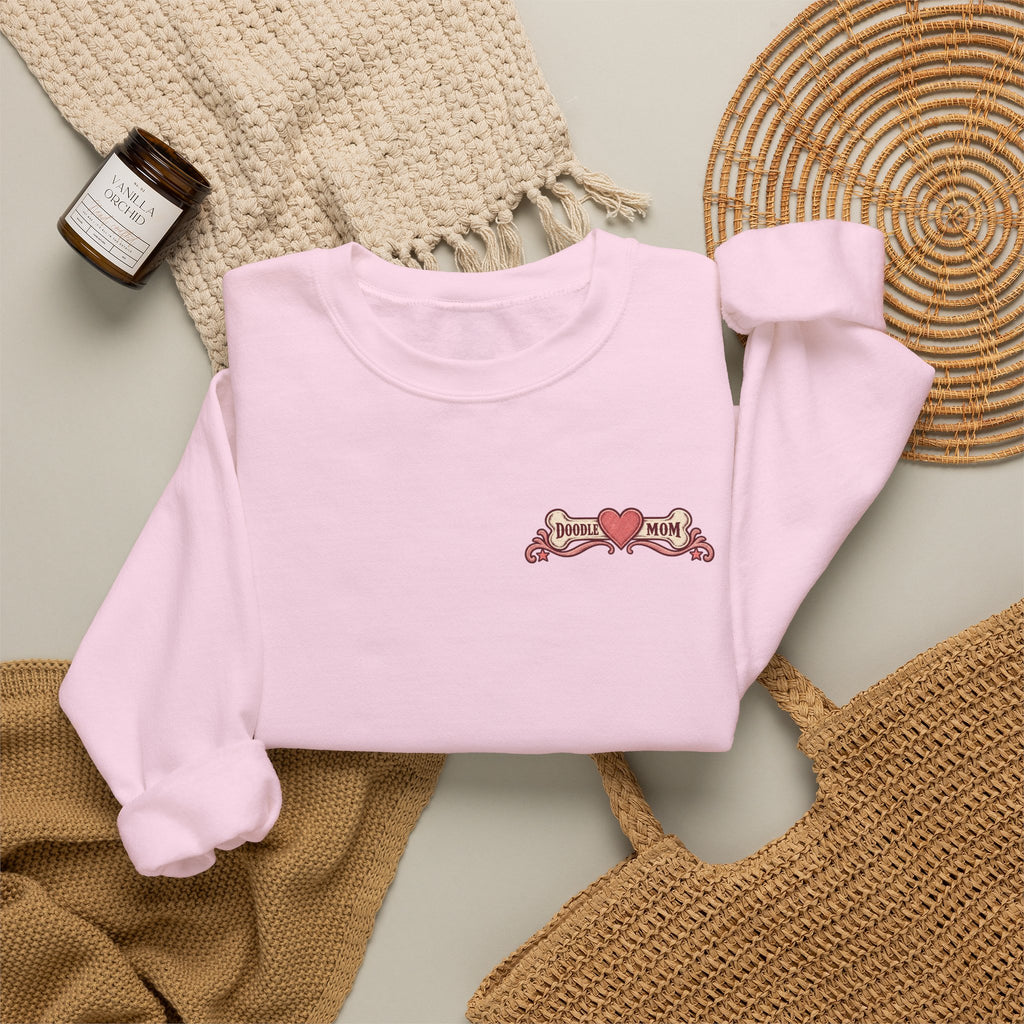 Rosé All Day Doodle Mom Sweatshirt, Vintage Dog Lover Crewneck, Pink Doodle Graphic, Gift for Wine & Doodle Lovers