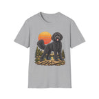 Black Labradoodle Shirt, Labradoodle Sunset Graphic Tee, Adventure Dog T-Shirt, Hiking Dog Lover Gift