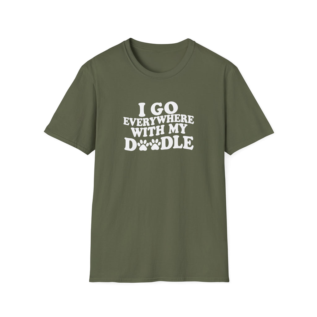 I Go Everywhere With My Doodle T-Shirt – Funny Doodle Mom Tee – Goldendoodle Adventure Shirt