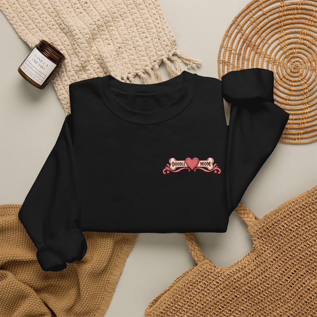 Rosé All Day Doodle Mom Sweatshirt, Vintage Dog Lover Crewneck, Pink Doodle Graphic, Gift for Wine & Doodle Lovers