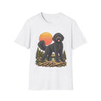 Black Labradoodle Shirt, Labradoodle Sunset Graphic Tee, Adventure Dog T-Shirt, Hiking Dog Lover Gift