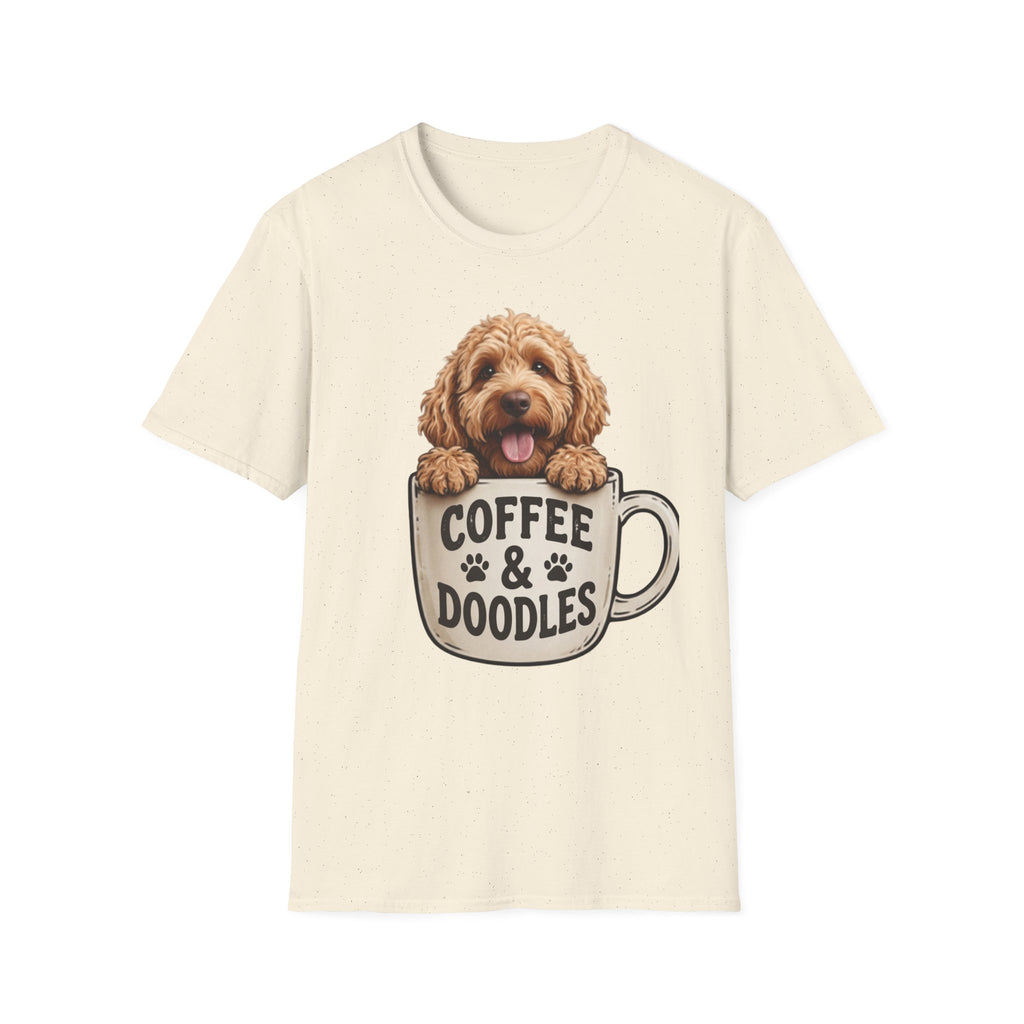 Coffee & Doodles T-Shirt – Cute Doodle Dog Mom Tee – Goldendoodle Lover Graphic Shirt