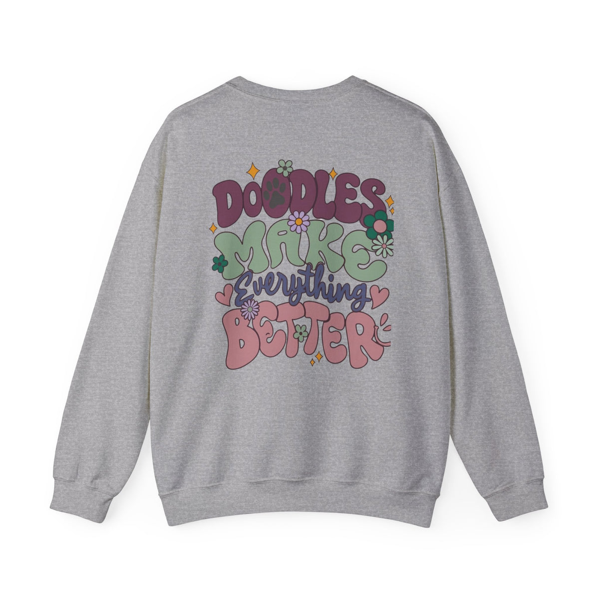 Doodle Mom - Doodles Make Everything Better Purple Heart Sweatshirt - Life’s better with paws, love, and a little retro groove.