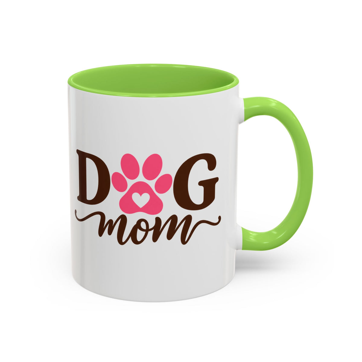 Dog Mom Mug with Pink Paw - because every paw print leaves a little love behind. Select 11 oz or 15 oz