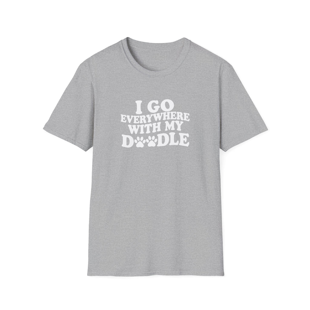 I Go Everywhere With My Doodle T-Shirt – Funny Doodle Mom Tee – Goldendoodle Adventure Shirt