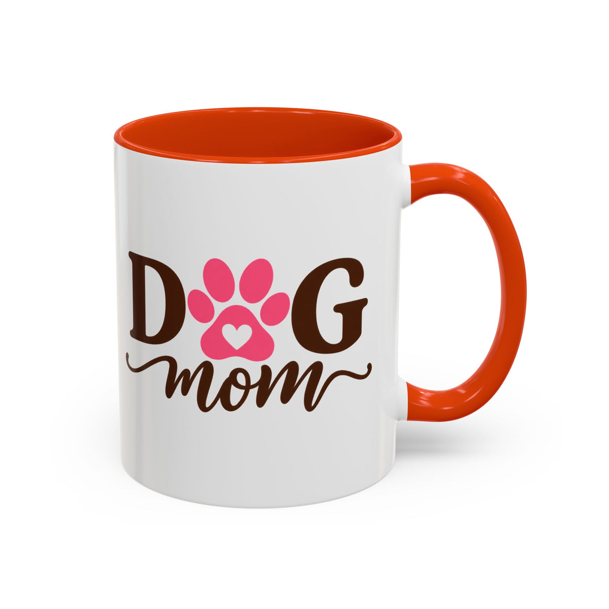 Dog Mom Mug with Pink Paw - because every paw print leaves a little love behind. Select 11 oz or 15 oz