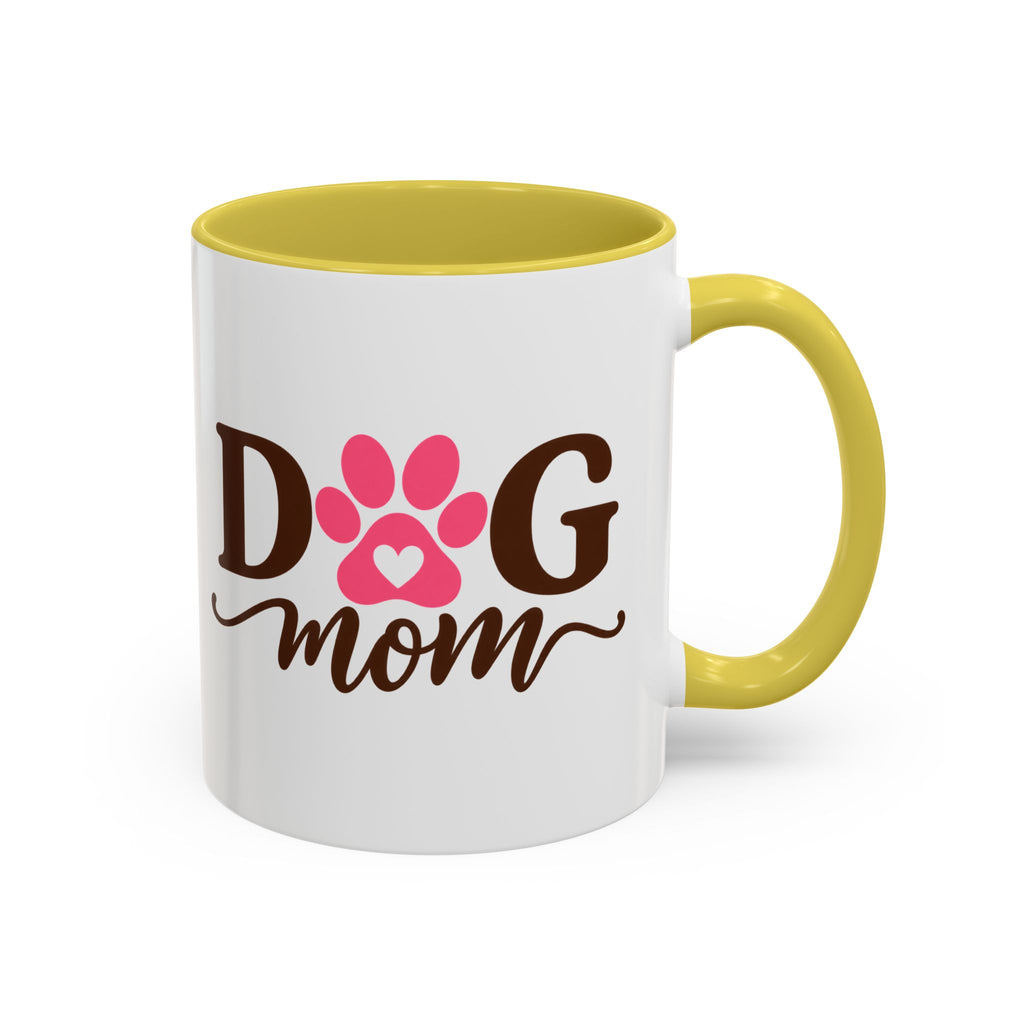 Dog Mom Mug with Pink Paw - because every paw print leaves a little love behind. Select 11 oz or 15 oz