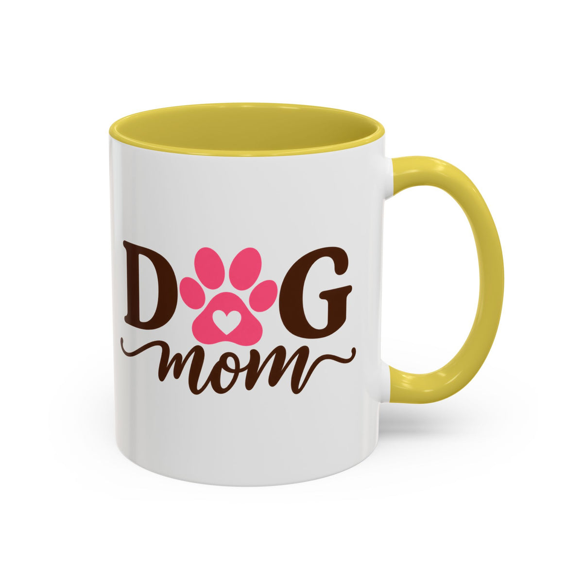 Dog Mom Mug with Pink Paw - because every paw print leaves a little love behind. Select 11 oz or 15 oz