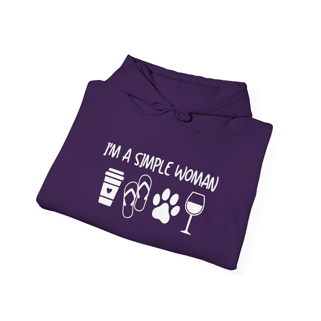 I'm A Simple Woman Hoodie, Funny Women Sweatshirt, Wine Lover Gifts, Coffee Lover Shirt, Dog Paw Shirt, Dog Lover Gifts, Dog Owner Hoodie