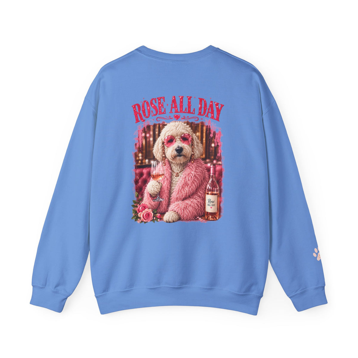 Rosé All Day Doodle Mom Sweatshirt, Vintage Dog Lover Crewneck, Pink Doodle Graphic, Gift for Wine & Doodle Lovers