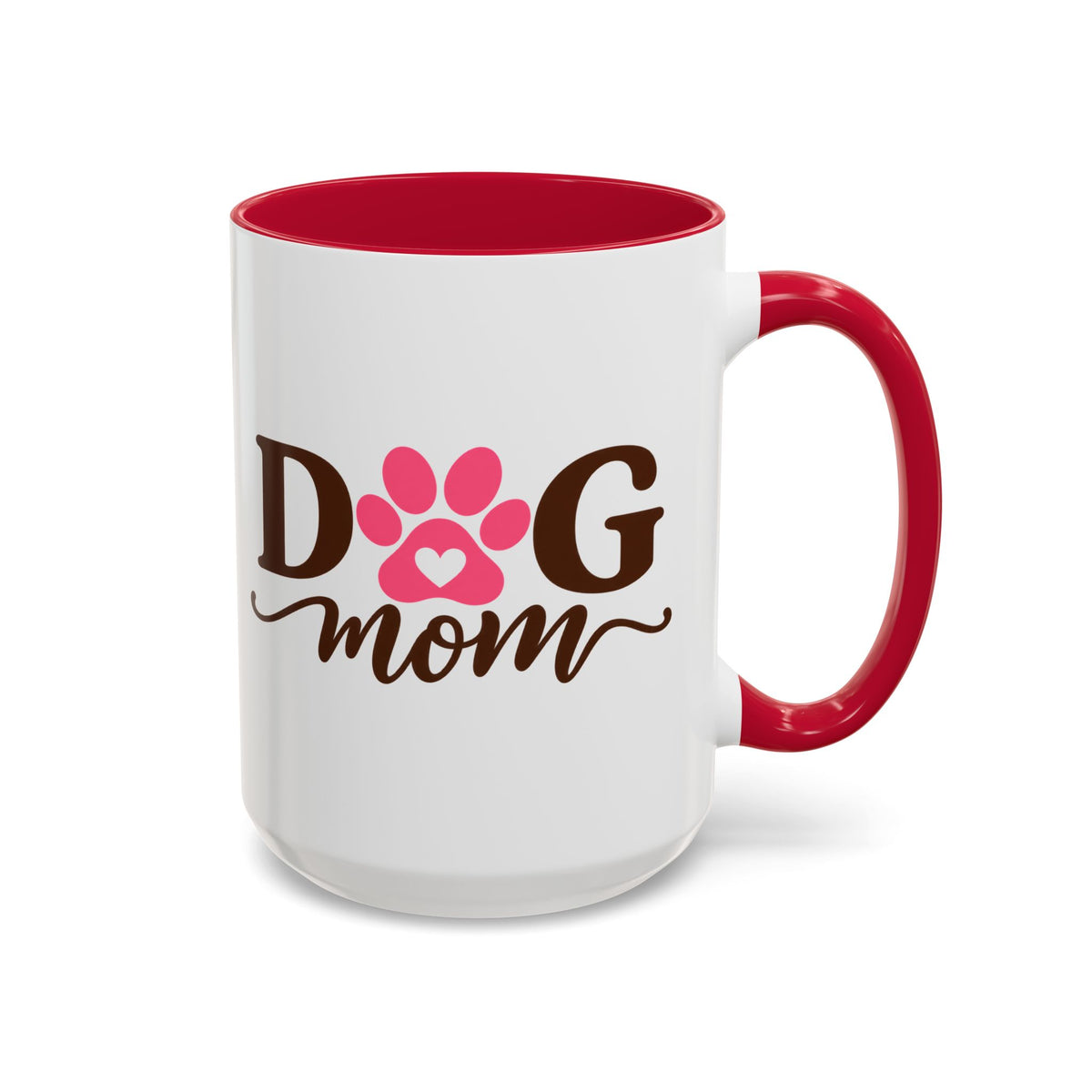 Dog Mom Mug with Pink Paw - because every paw print leaves a little love behind. Select 11 oz or 15 oz