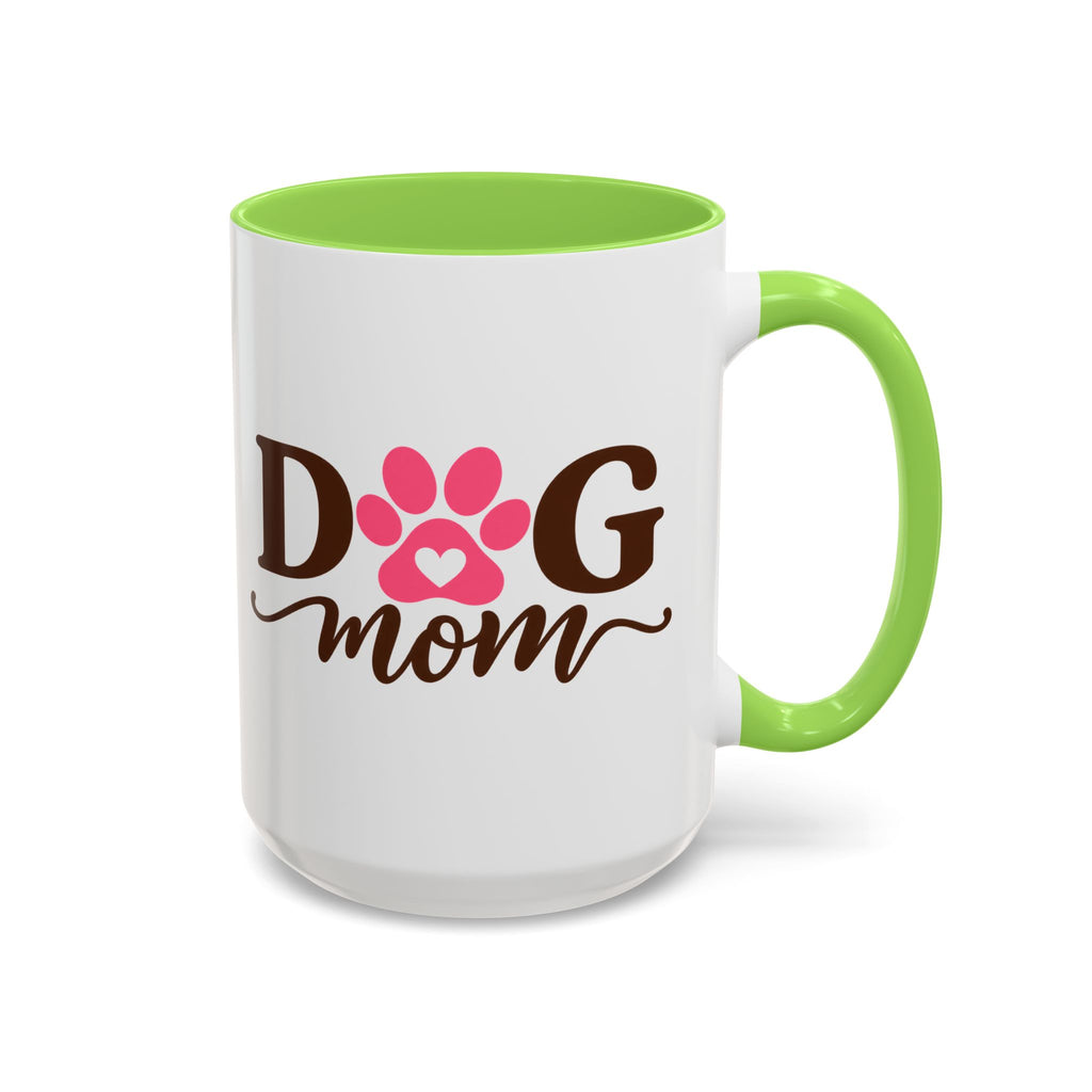 Dog Mom Mug with Pink Paw - because every paw print leaves a little love behind. Select 11 oz or 15 oz