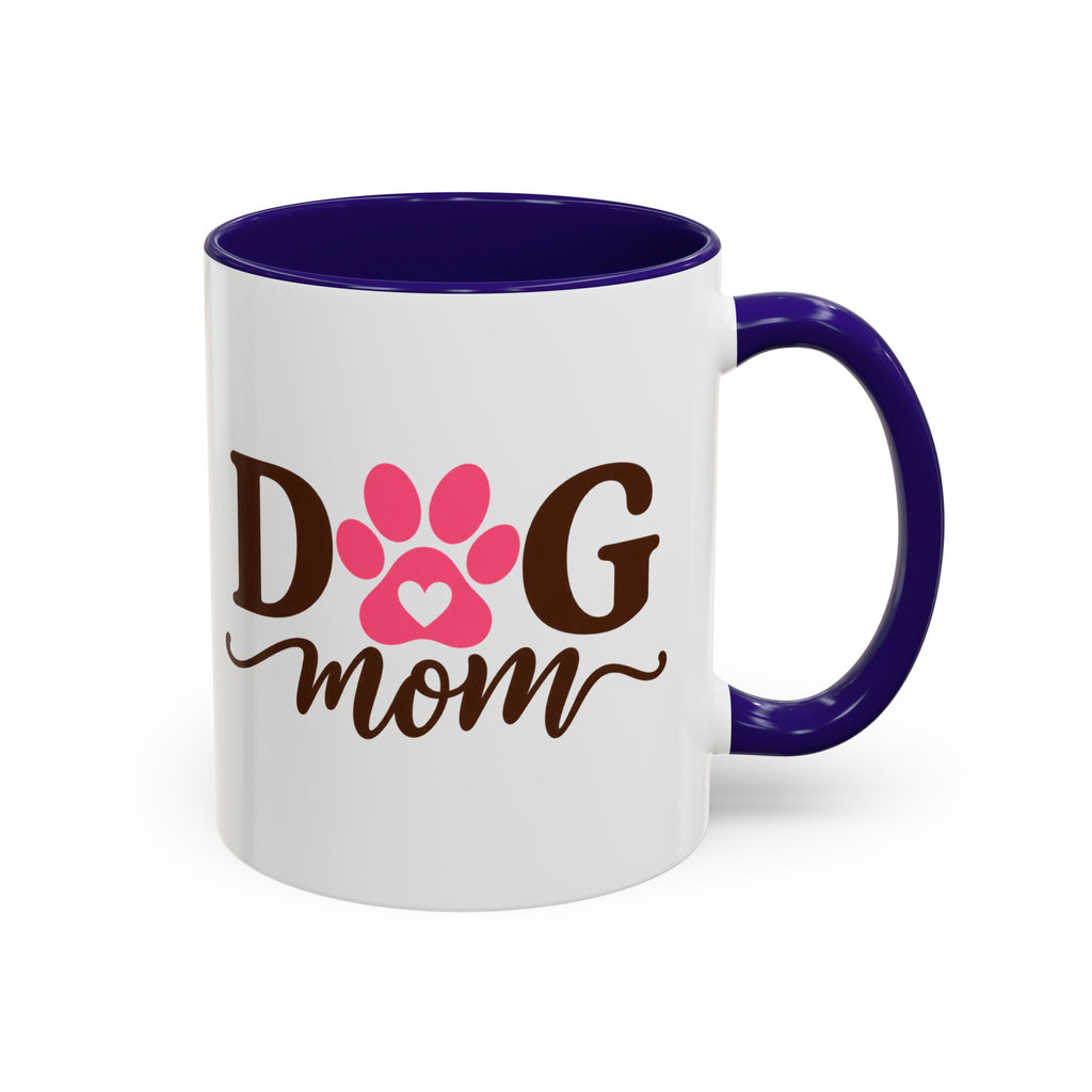 Dog Mom Mug with Pink Paw - because every paw print leaves a little love behind. Select 11 oz or 15 oz