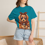 Funny Doodle Drinking Coffee & Sitting On Pumpkins Fall T-Shirt