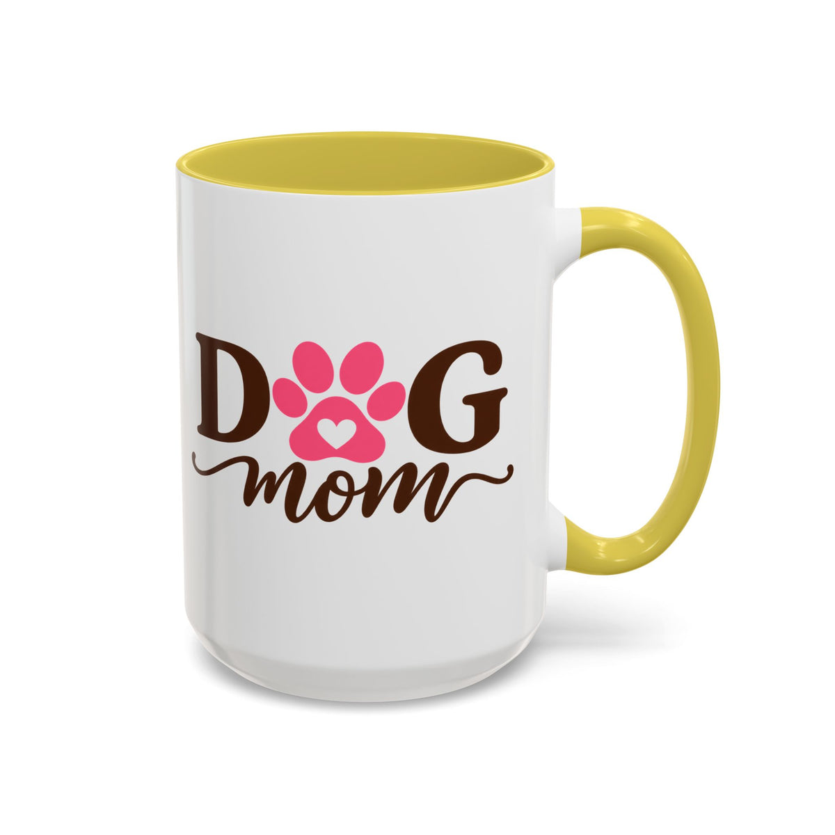 Dog Mom Mug with Pink Paw - because every paw print leaves a little love behind. Select 11 oz or 15 oz