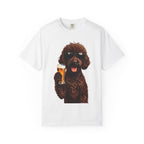 RED DOODLE — Sunglasses on. Beer in paw. Good times ahead.