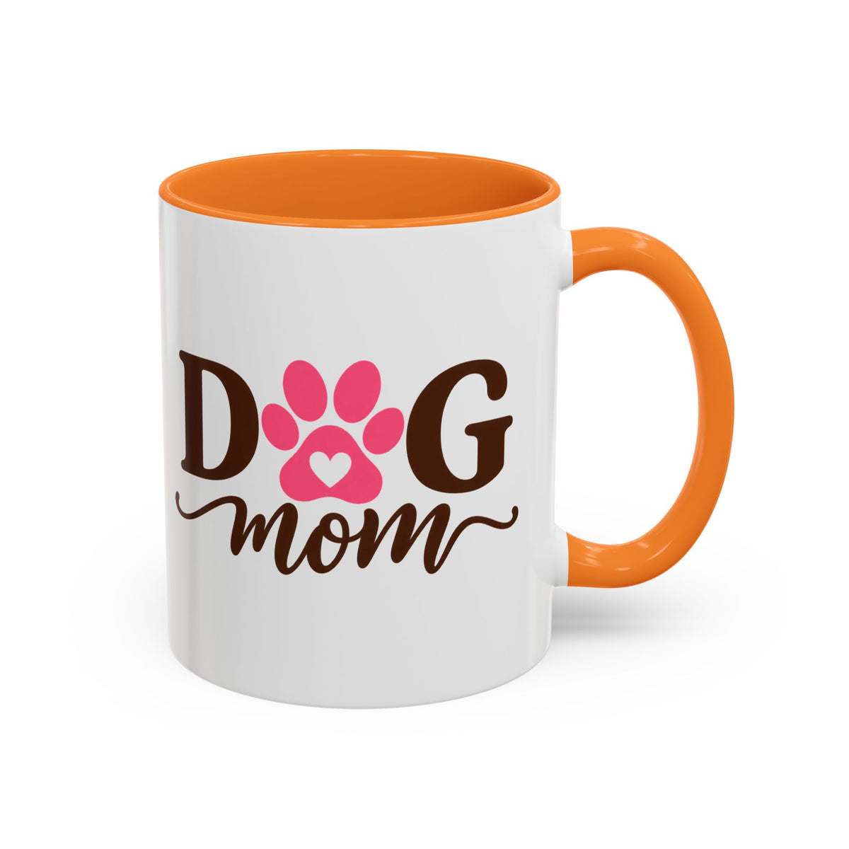 Dog Mom Mug with Pink Paw - because every paw print leaves a little love behind. Select 11 oz or 15 oz