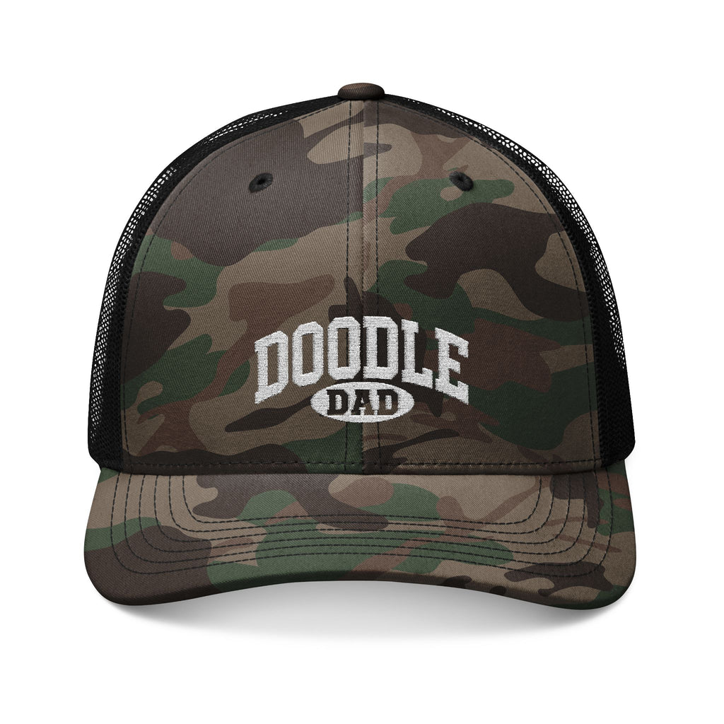 Embroidered Doodle Dad Camo Baseball Cap, Camouflage Dog Dad Hat, Goldendoodle Lover Gift for Him