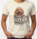 Coffee & Doodles T-Shirt – Cute Doodle Dog Mom Tee – Goldendoodle Lover Graphic Shirt