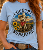 Country Sunshine Western T-Shirt – Doodle Dog Cowgirl Graphic Tee – Cute Western Dog Mom Shirt