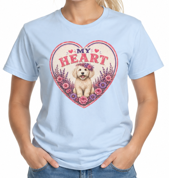 My Heart Doodle T-Shirt – Cute Heart Graphic Dog Mom Tee – Goldendoodle Lover Shirt