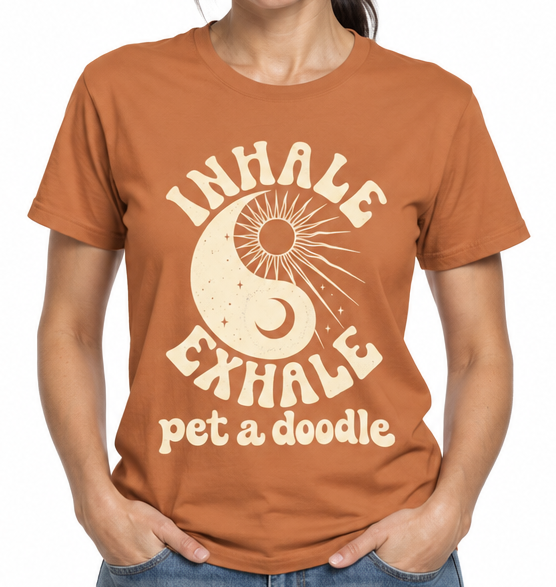 Inhale Exhale Pet a Doodle Shirt - Funny Doodle Dog Mom T-Shirt - Goldendoodle Labradoodle Bernedoodle Gift -Dog Lover Tee